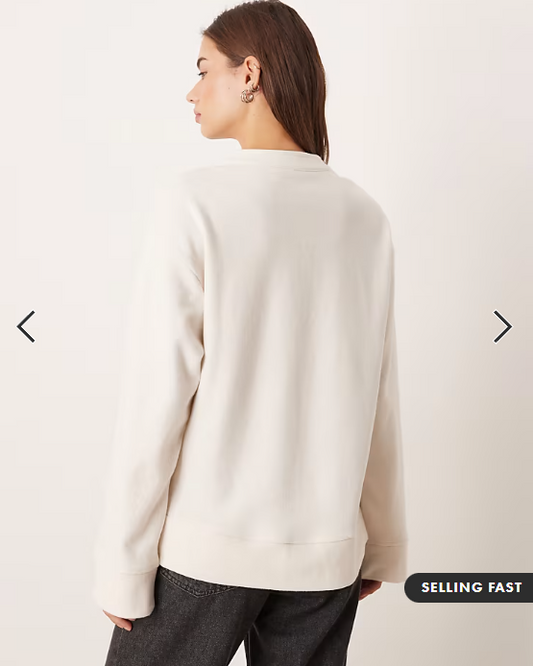 ASOS DESIGN supersoft oversized henley jumper in cream