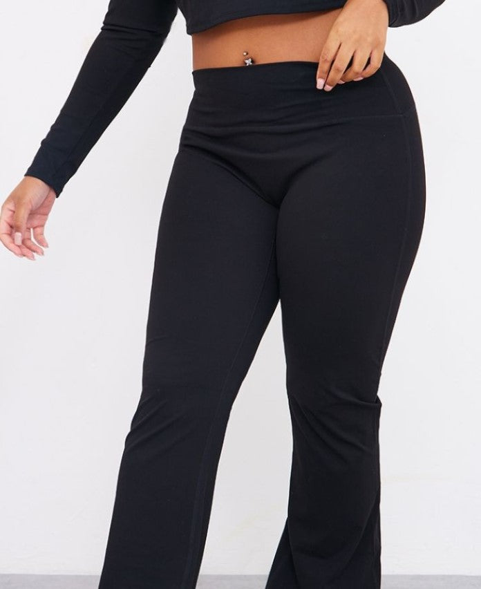 Plus Black Sculpt High Waist Flare Yoga Pants