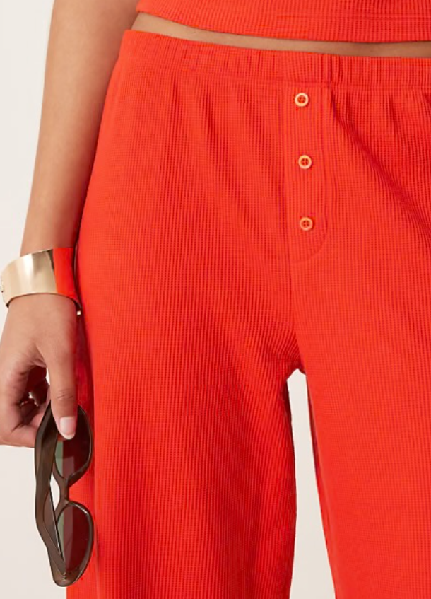 Asos - wide leg waffle trouser in red