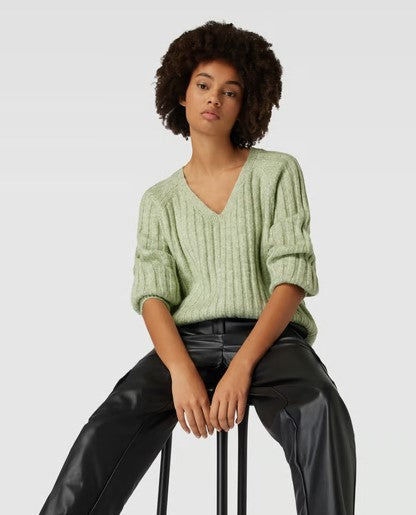 v-neck knitted sweater Laurel green