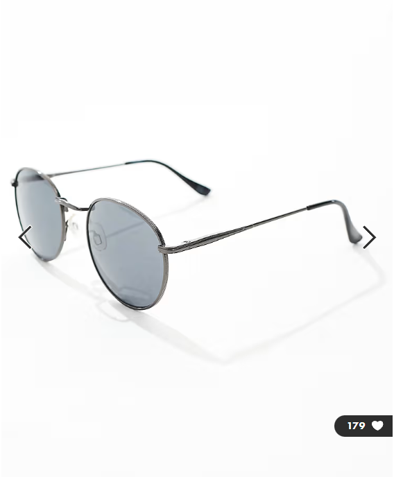 ASOS DESIGN round 90s sunglasses with smoke lens and metal frame in gunmetal