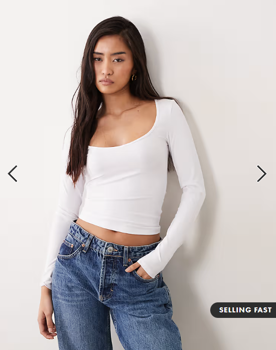 Cotton On eden v neck long sleeve top in white