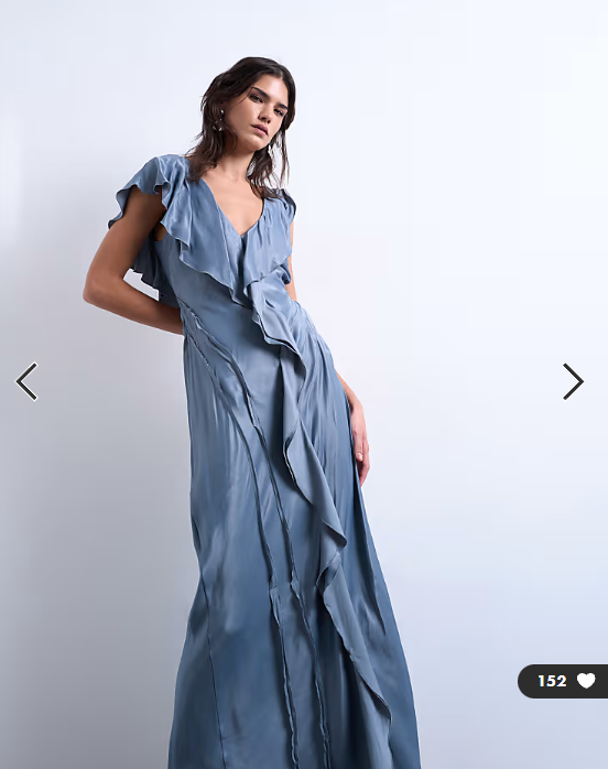 Topshop raw seemed frill maxi dress in airforce blue