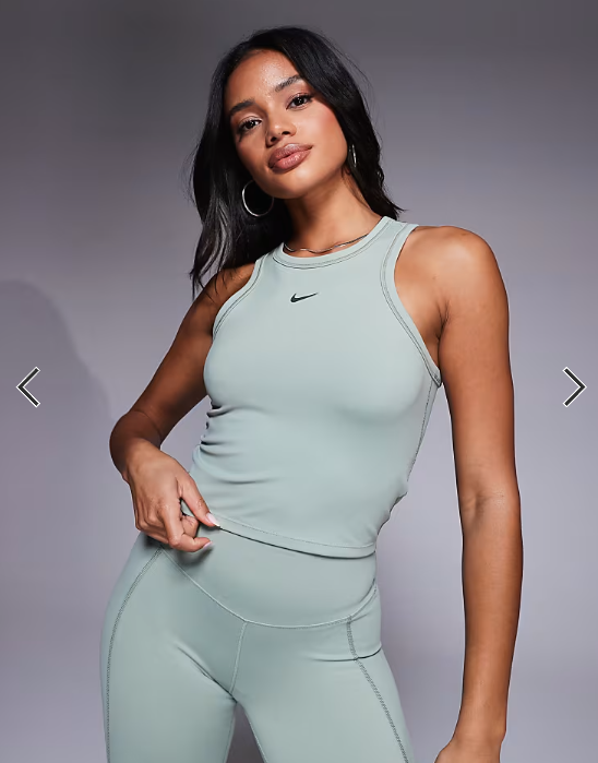 Nike One Training Dri-FIT Gym Life Swoosh fitted cropped vest in khaki