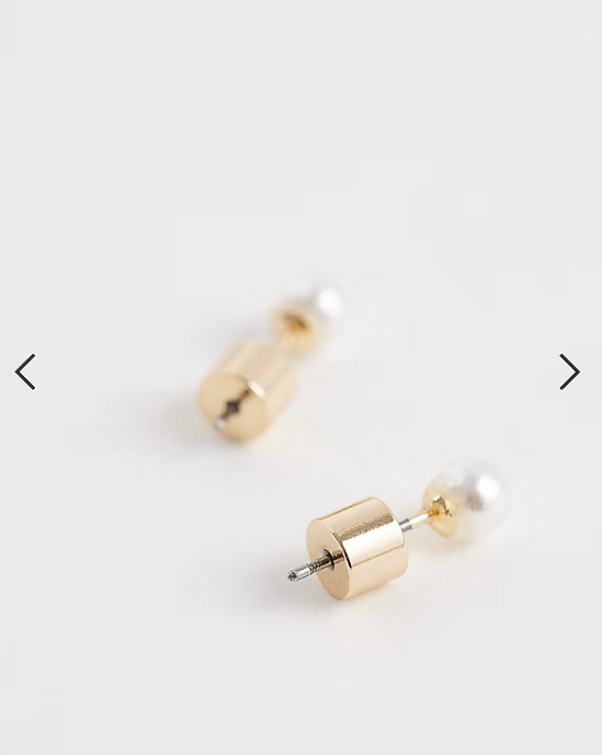 ASOS DESIGN pack of 2 studs in faux pearl and diamante design in gold tone