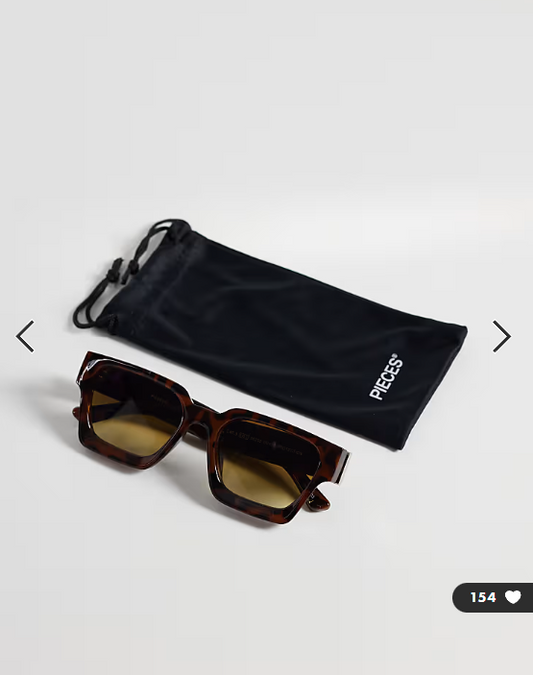 Pieces retro square brow bar sunglasses in tortoise shell