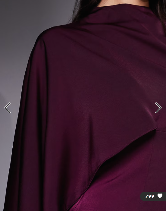 ASOS DESIGN asymmetric cape detail long sleeve maxi dress in plum