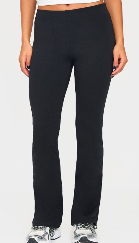 Black Double Contour Jersey Flared Trousers
