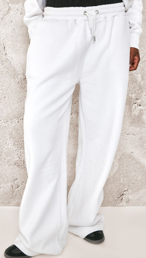 Tall White Double Waistband Wide Leg Jogger
