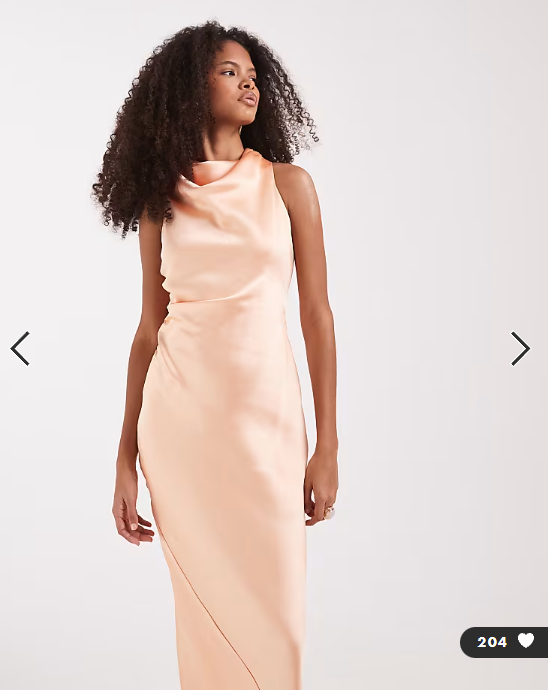Pretty Lavish Everlee satin cowl maxi dress in apricot