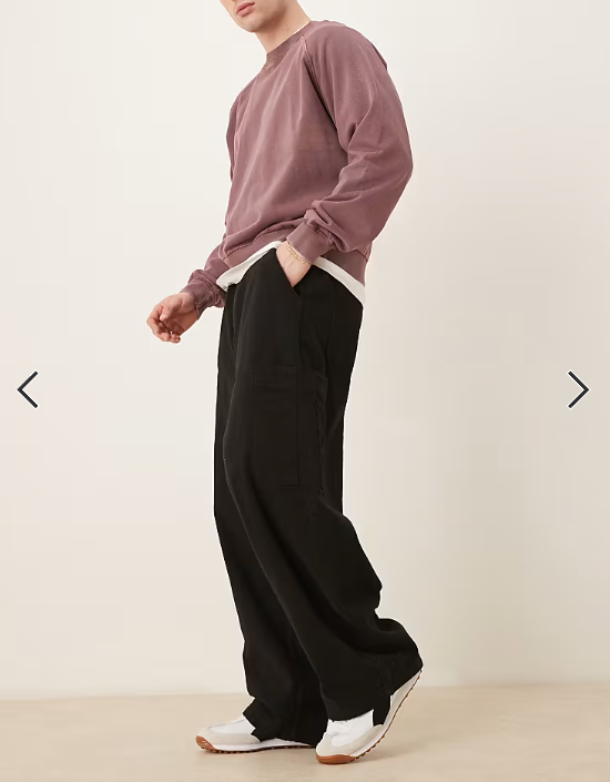ASOS DESIGN oversized baggy cargos in black