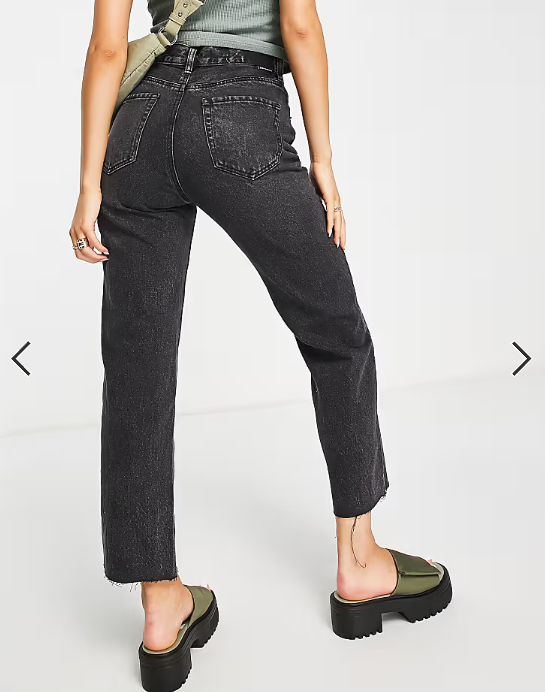Stradivarius straight leg jean in washed black