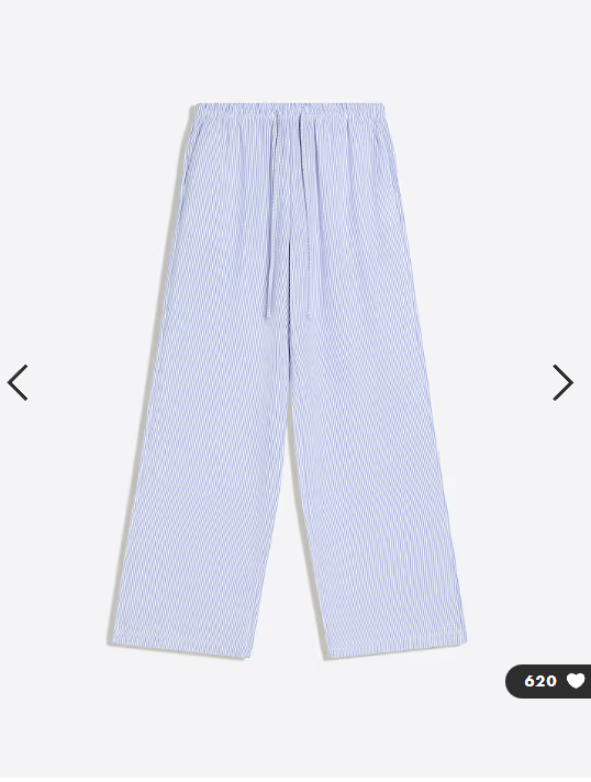 Bershka linen rich trousers with an elasticated waistband in blue - NAVY