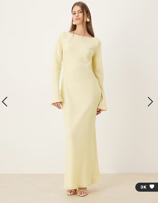 ASOS DESIGN chiffon maxi dress with cowl neck back detail in light yellow