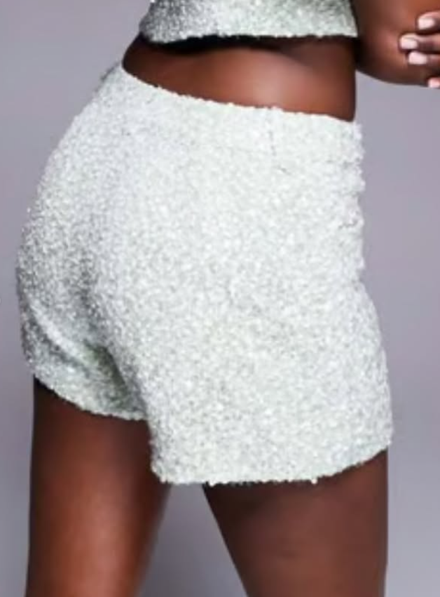 ASOS LUXE co-ord embellished texture shorts in mint