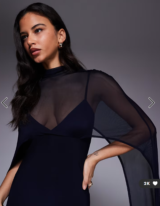 ASOS DESIGN exaggerated cape maxi dress in navy