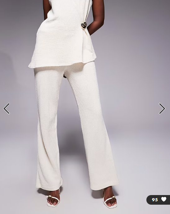 River Island textured wide leg trouser co-ord in cream