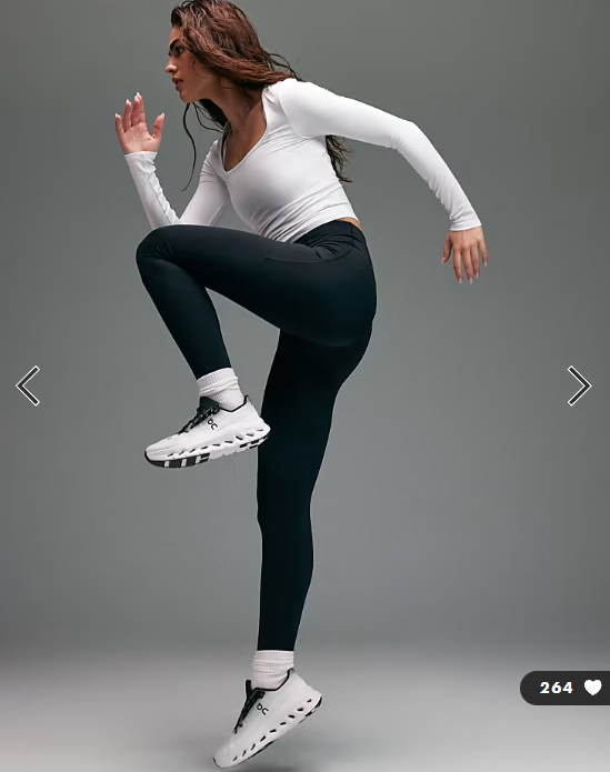 4505 active square long sleeve top in white
