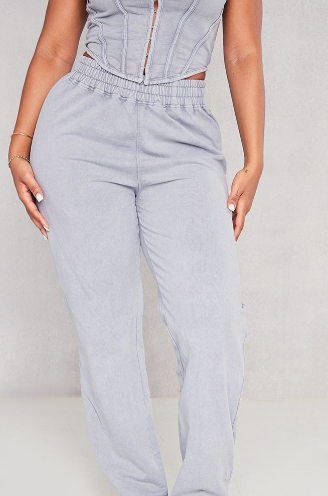 Shape Light Grey High Waisted Wide Leg Joggers