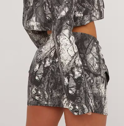 Ego - High Neck Zip Front Cropped Jacket In Black Acid Wash