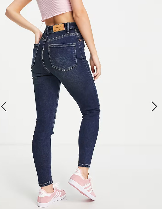 Stradivarius Petite super high waist skinny jeans in dark wash