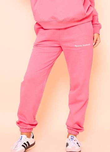 Hot Pink Premium Sports Academy Puff Print Oversized Joggers