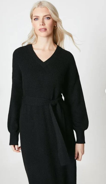 Batwing Tie Waist Knitted Dress