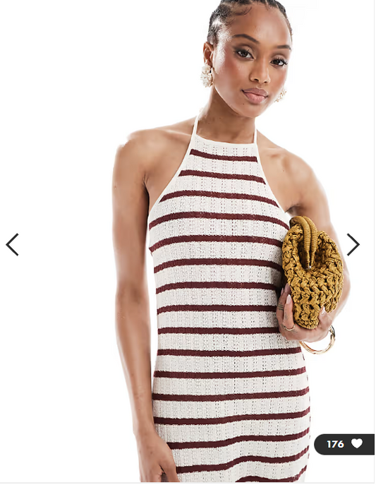 ONLY Tall open knit maxi dress with contrast trim in red stripes
