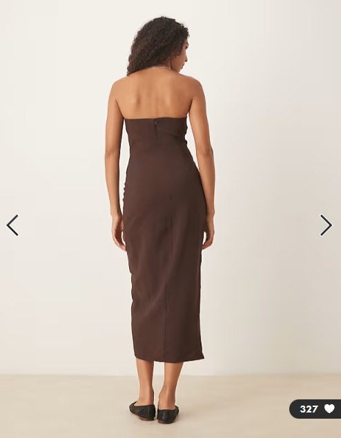 ASOS DESIGN bandeau trench style pencil midi in chocolate