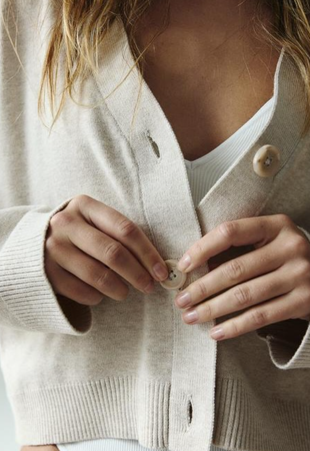 H&M - Fine-knit cardigan - light beige marl