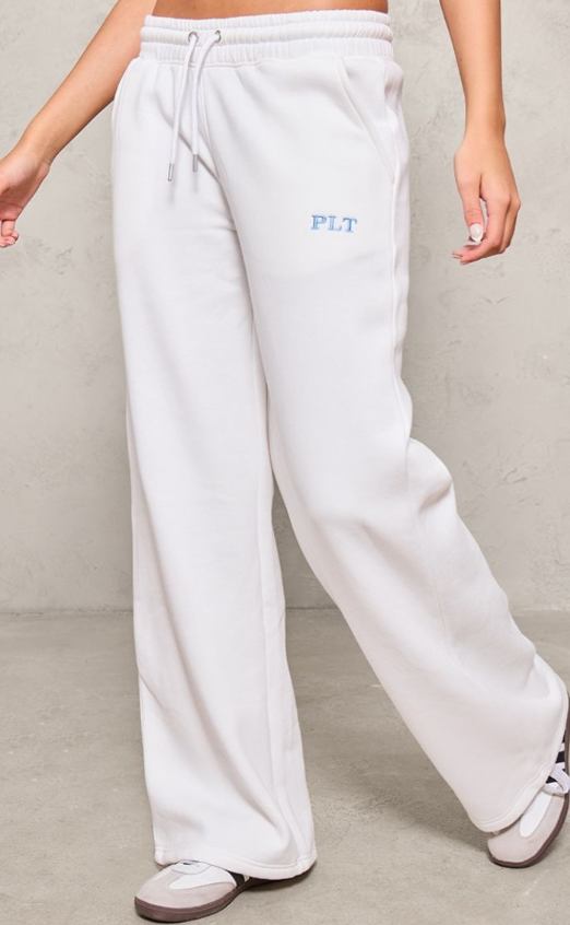 Cream Oversized Low Rise Wide Leg Joggers