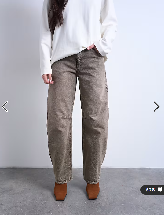 Topshop Barrel mid rise jean in pesto