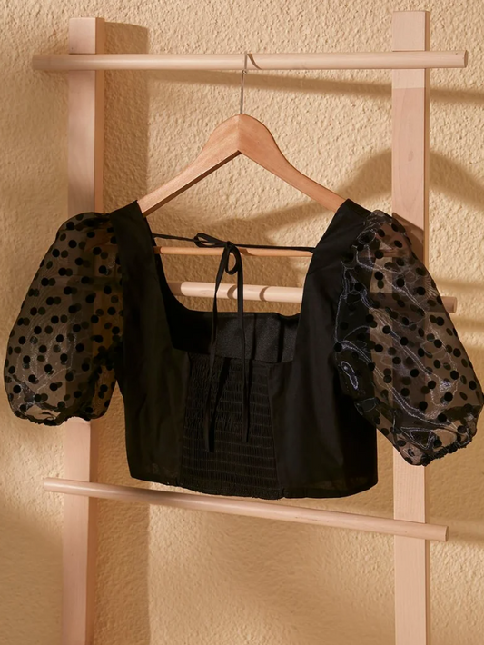 Trendyol Mesh Balloon Short Sleeve Top