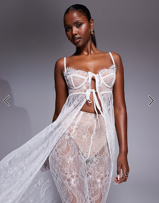 The Dolls House Circa Cieran tie front lace maxi top in ivory - part of a set