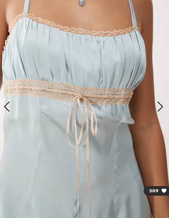 Reclaimed Vintage festival satin playsuit in mint green with lace trims