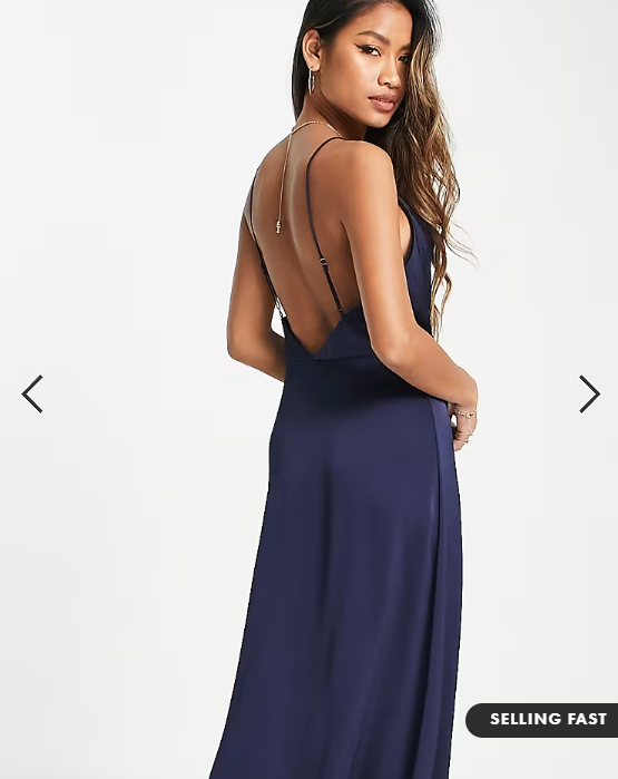 Vila satin cowl neck maxi dress in navy blue