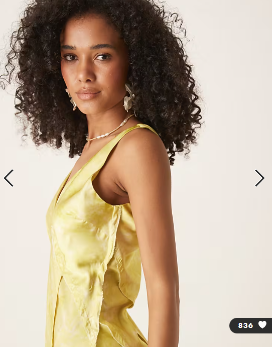 ASOS DESIGN cross back satin midi dress in lemon blurred print
