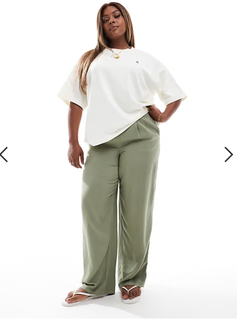 ASOS DESIGN Curve pull on trousers in olive