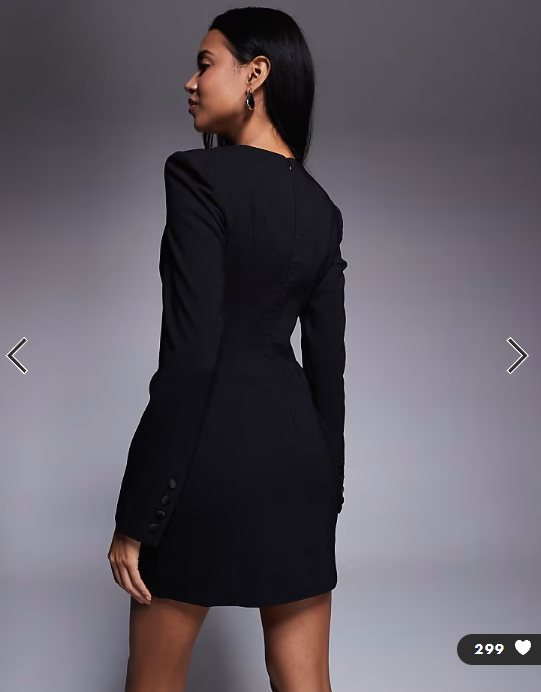 Oh Polly structured tailored blazer dress in black