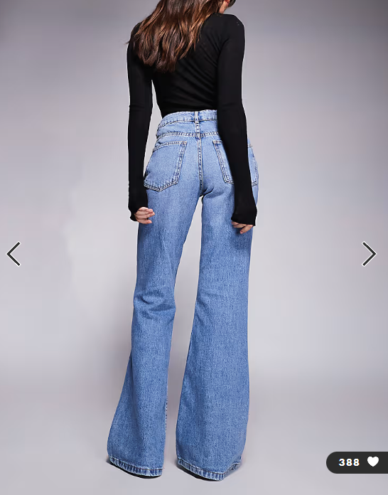 ASOS DESIGN relaxed flare jean in mid blue