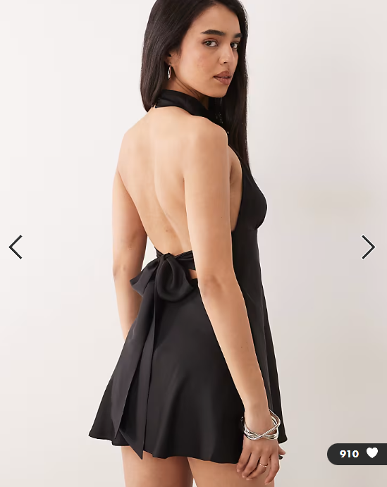 ONLY halterneck satin mini dress in black