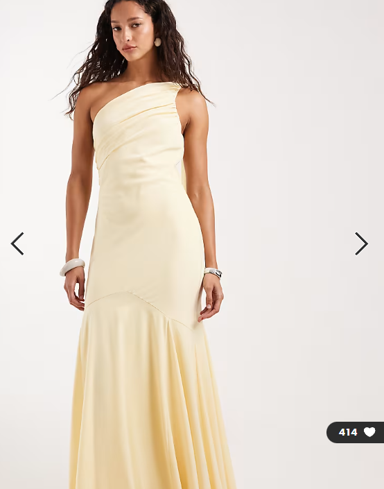 Pretty Lavish Porto matte satin one shoulder scarf neck maxi dress in lemon
