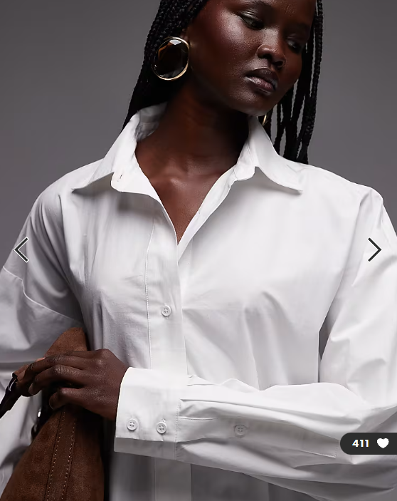 ASOS DESIGN wide cuffs longline oversized shirt in white