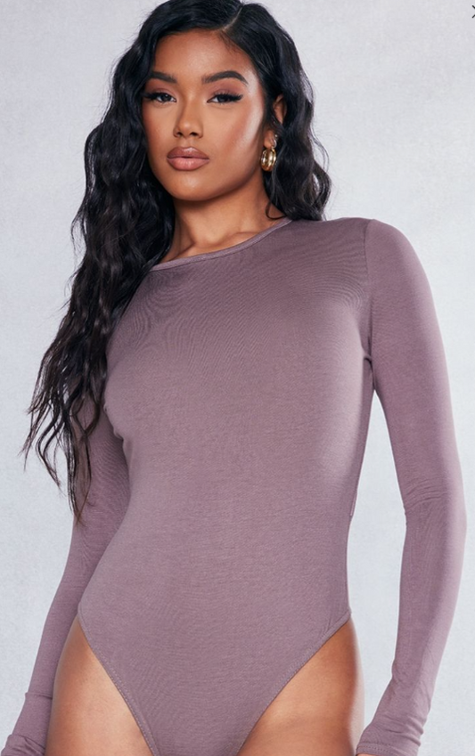 Espresso Jersey Backless Tie Bodysuit