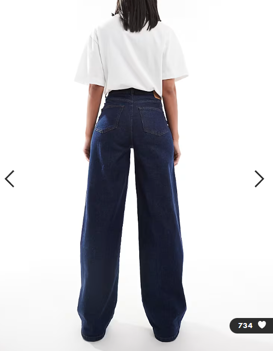 Pieces Selma high waisted wide leg jeans in dark blue denim