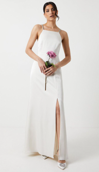 Diamonte Strap Apron Neckline Wedding Dress