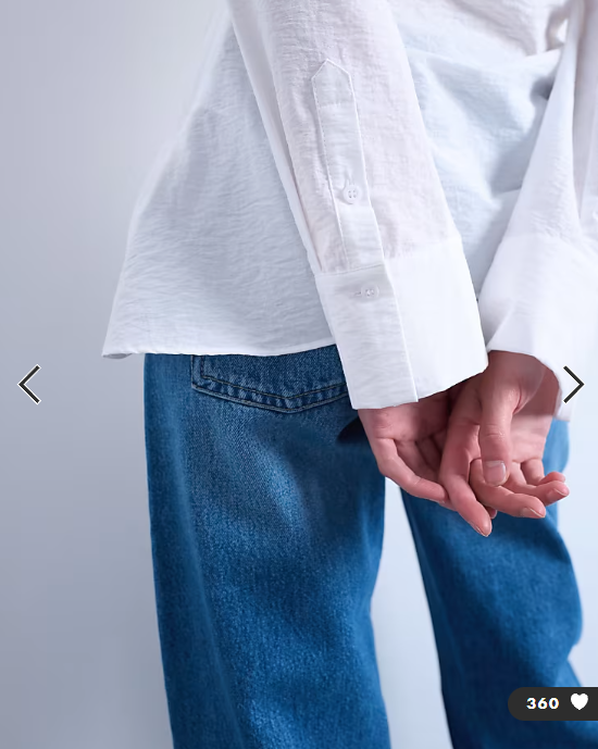 Topshop drape neck long sleeve top in white
