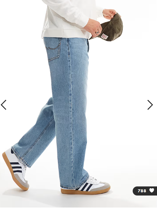Jack & Jones Alex baggy jeans in mid blue vintage wash