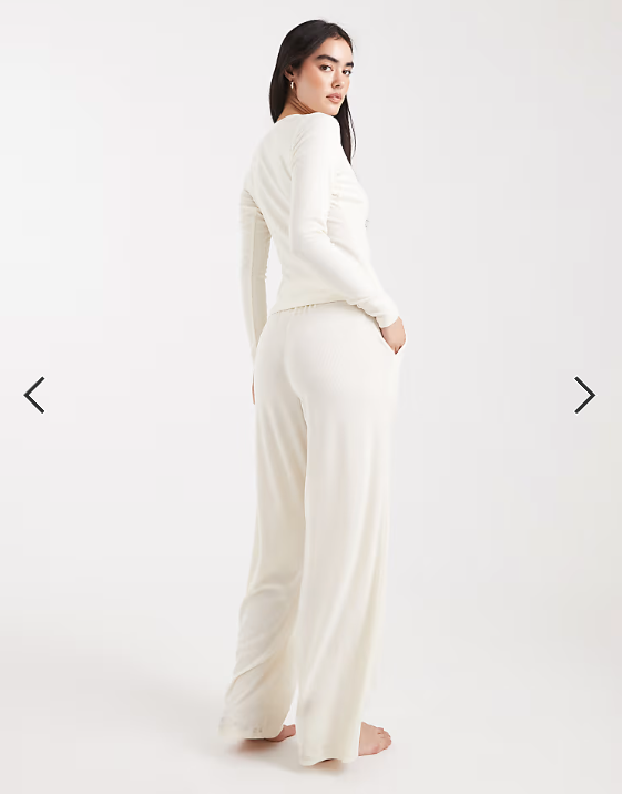 Brave Soul super soft button down pyjamas in cream