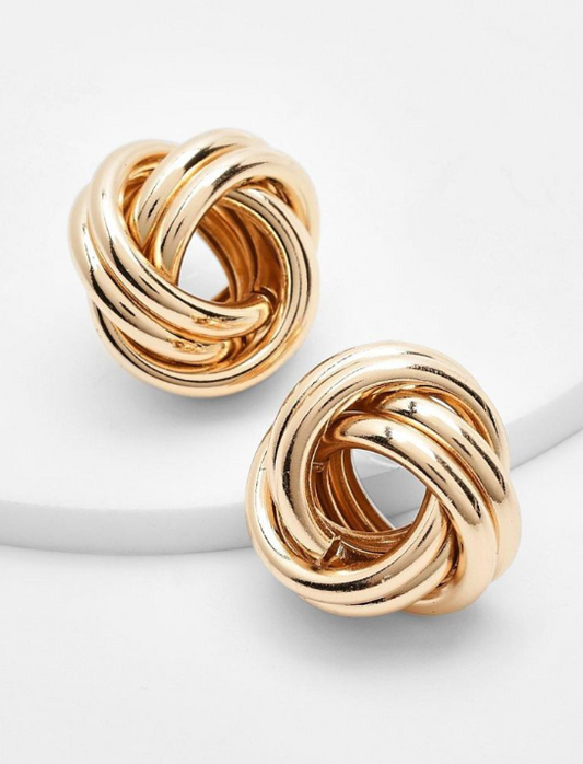 Knot Detail Stud Earrings - gold